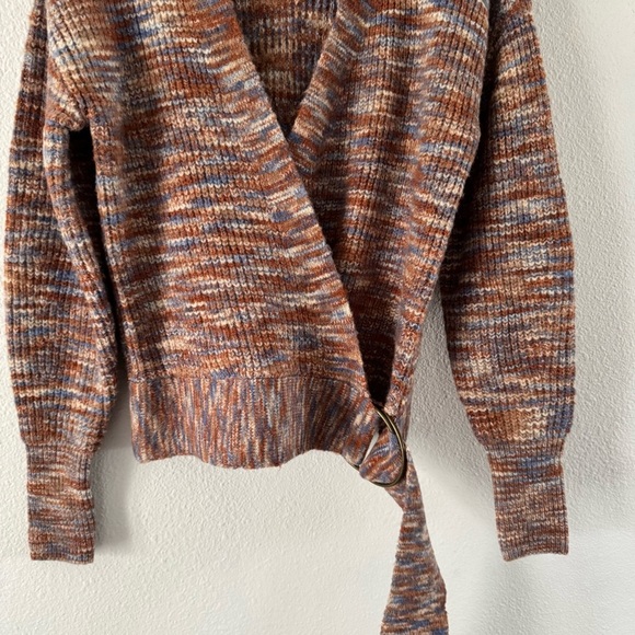 NINE WEST Oversized Wrap Sweater Small Belted Knit Coastal Boho Chic Eclectic - Picture 6 of 16